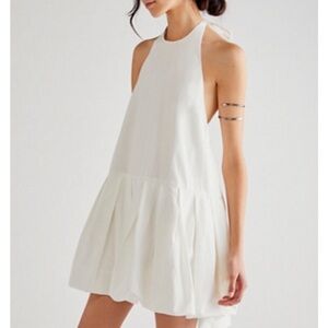 Free People White Halter Bubble Mini Dress